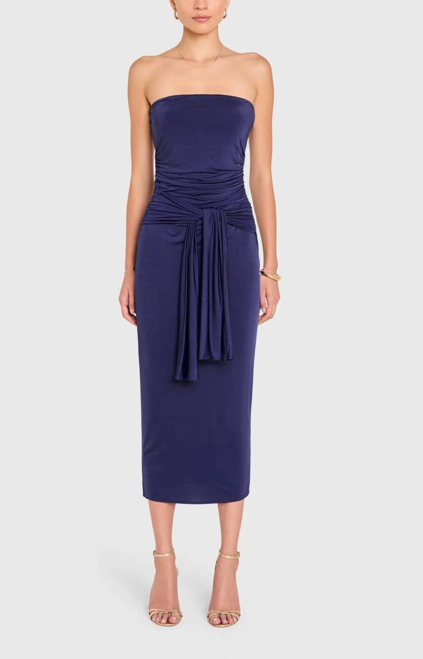 NEW AMANDA UPRICHARD ayanna midi dress in navy